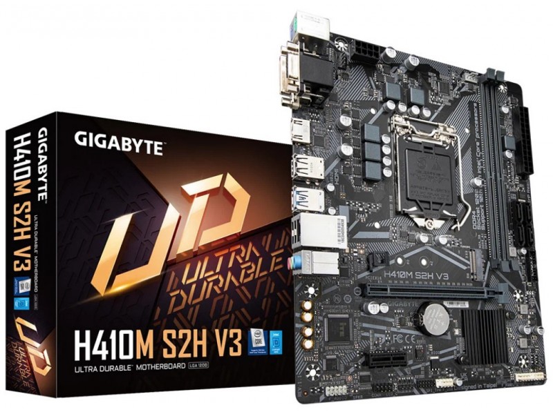 Материнская плата Gigabyte H410M S2H V3 Soc-1200 Intel H510 2xDDR4 mATX AC`97 8ch(7.1) GbLAN+VGA+DVI