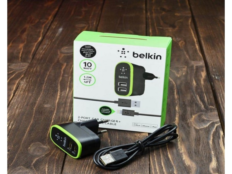 СЗУ 2 USB 2400mAh + кабель iPhone 5/6/7 Belkin