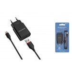 Сетевое зарядное устройство USB + кабель Lightning BOROFONE BA20A Sharp 2400mAh (черный)