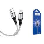 Кабель USB - Lightning HOCO X50, 2,4A (серый) 1м (в оплетке)