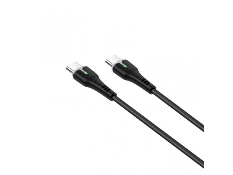 Кабель USB Type-C - USB Type-C HOCO X45, 3A, PD60W черный 1м (LED индикатор)