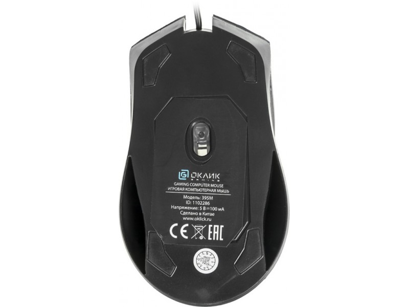 Мышь Оклик 395M SHADOW черный оптическая (1500dpi) USB для ноутбука (3but)