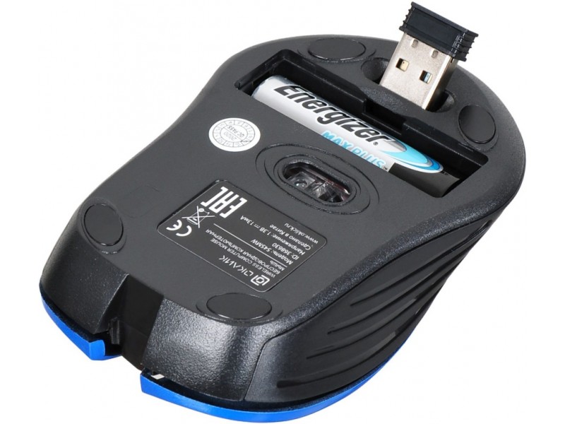 Мышь Оклик 545MW черный/синий оптическая (1600dpi) беспроводная USB для ноутбука (4but)