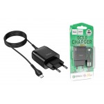 СЗУ USB 3000 mAh + кабель micro USB HOCO C72Q Glorius single port QC3.0 charger set черный