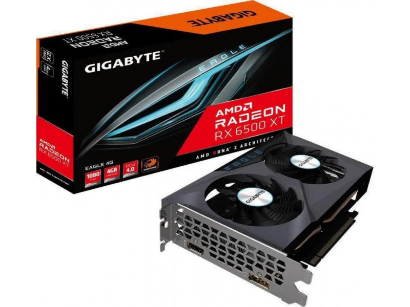 Видеокарта Gigabyte PCI-E 4.0 GV-R65XTEAGLE-4GD AMD Radeon RX 6500XT 4096Mb 64 GDDR6 2610/18000 HDMI