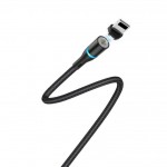 Кабель USB - Lightning BOROFONE BU16, 2,4A черный 1,2м (магнитный, в оплетке, LED индикатор)