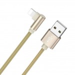 Кабель USB - Lightning BOROFONE BX26, 2,4A золотистый 1м (в оплетке, угловой)